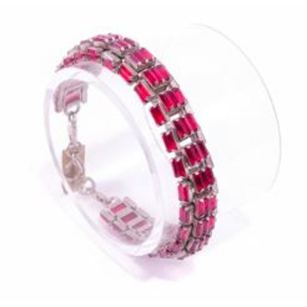 Neiman Marcus Lee Angel Women's Rudy Red Crystal Box Link Bracelet NWT 250